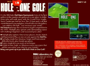 HAL's Hole in One Golf (Europe) box cover back